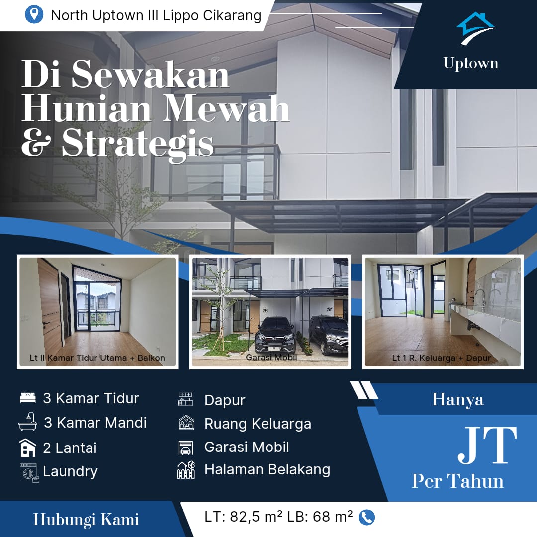 Rumah Disewakan di Cluster Uptown Lippo Cikarang
